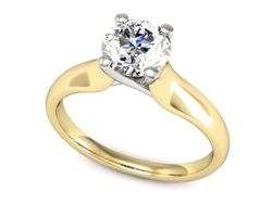 Pierścionek z diamentem żółte i białe złoto 585 - P15225zb