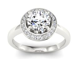 Złoty Pierścionek z brylantami białe złoto 585 - P15228b