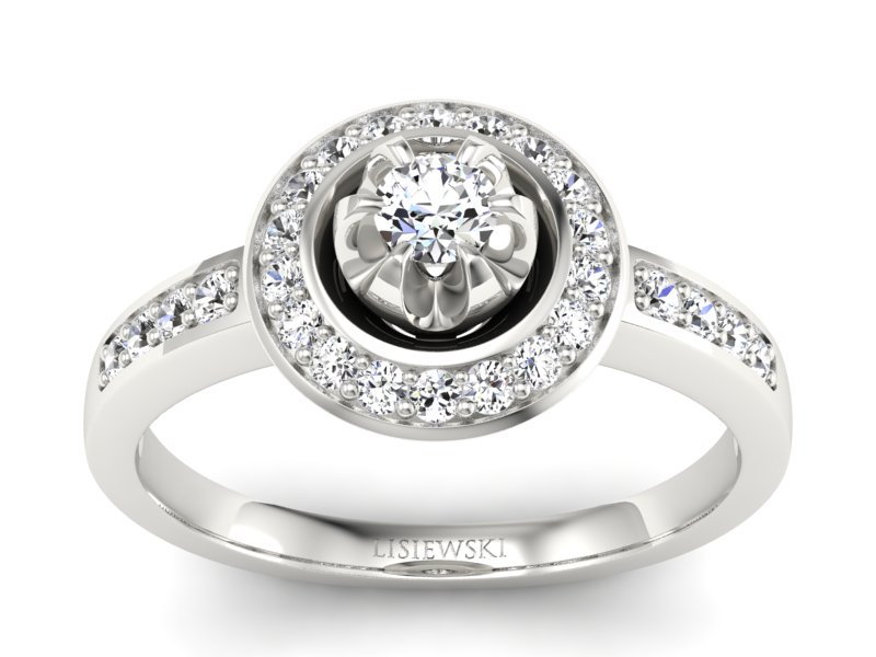 Złoty pierścionek z brylantami białe złoto - P15232b - 1