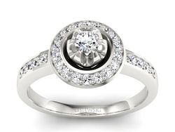 Złoty pierścionek z brylantami białe złoto - P15232b