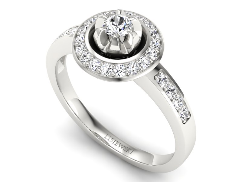 Złoty pierścionek z brylantami białe złoto - P15232b - 3