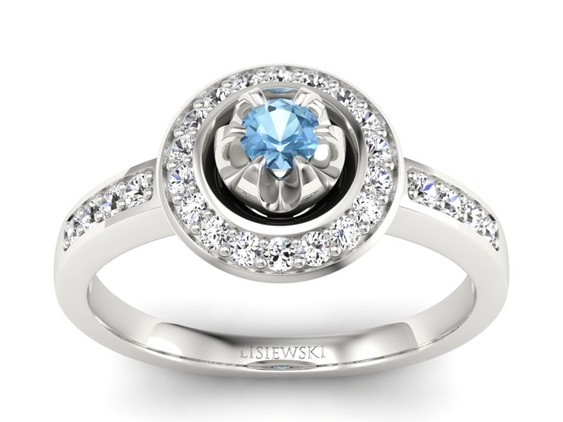 Złoty pierścionek z topazem i brylantem - P15232ba - 1