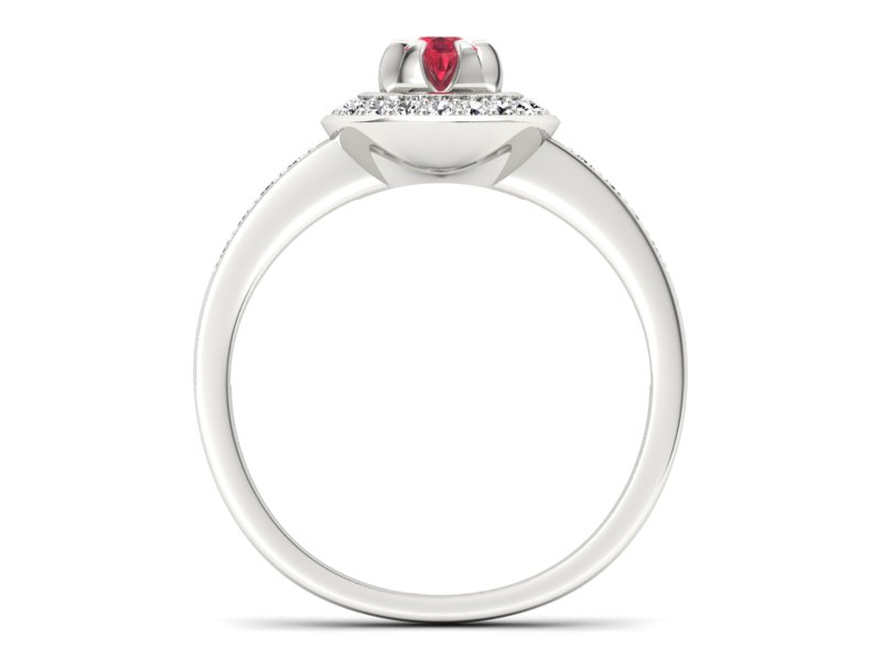 Pierścionek z rubinem i brylantami białe złoto - P15232br1 - 2