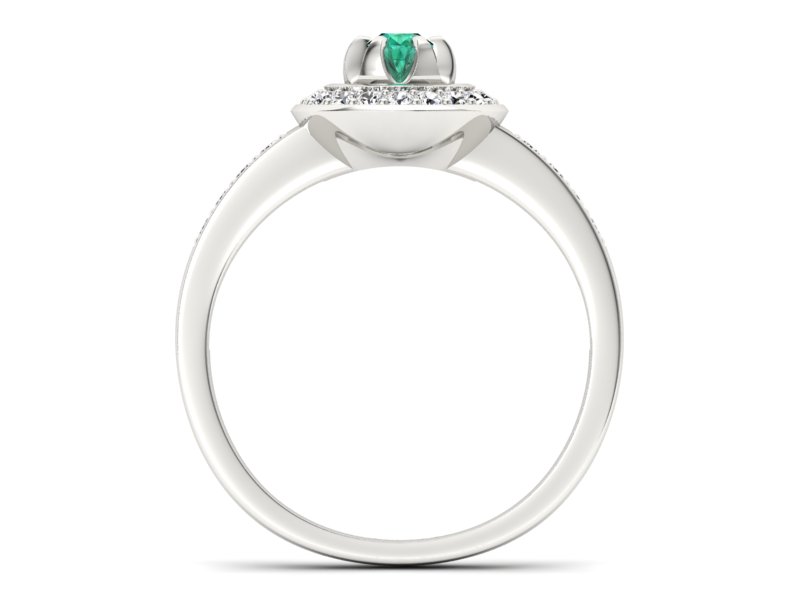 Złoty pierścionek ze szmaragdem i brylantami - P15232bsm - 2