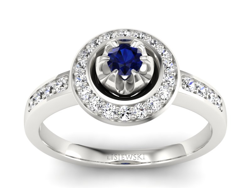 Pierścionek zaręczynowy z szafirem i brylantami - P15232bsz - 1