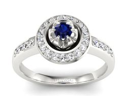 Pierścionek zaręczynowy z szafirem i brylantami - P15232bsz