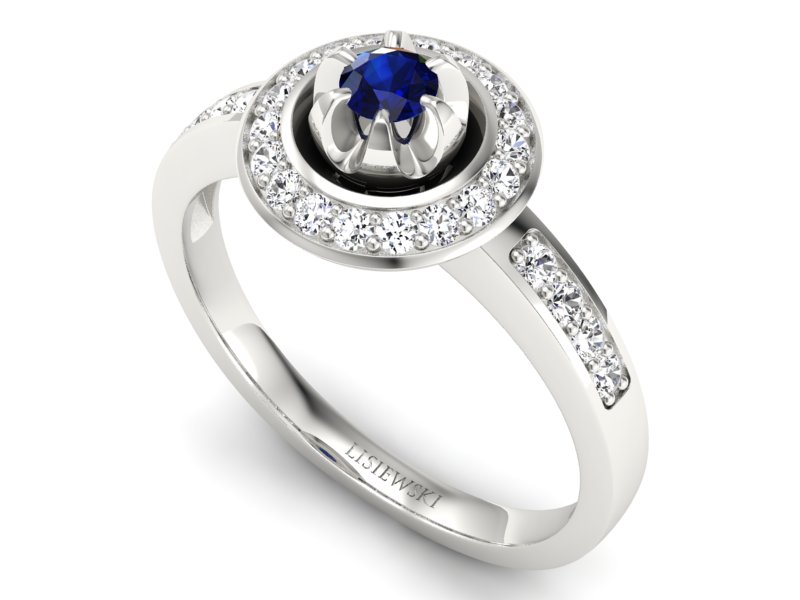 Pierścionek zaręczynowy z szafirem i brylantami - P15232bsz - 3