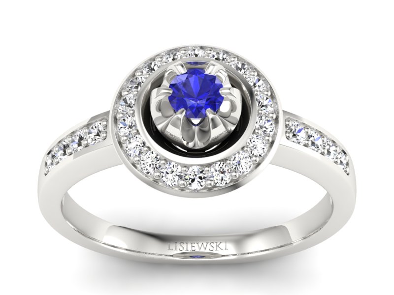 Pierścionek z szafirem i brylantami - P15232bszc - 1