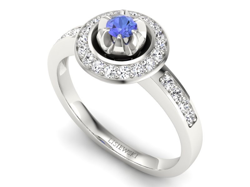 Pierścionek zaręczynowy z tanzanitem i brylantami - P15232bt - 3
