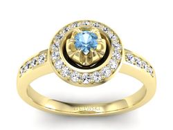 Złoty pierścionek z topazem i brylantami - P15232za