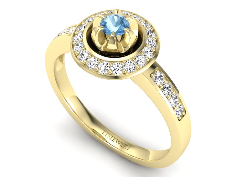 Złoty pierścionek z topazem i brylantami - P15232za - 3