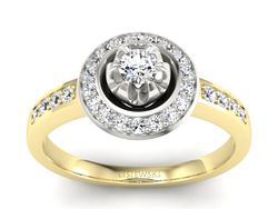 Złoty pierścionek zaręczynowy z brylantami - P15232zb