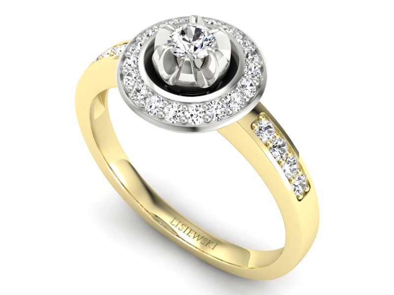 Złoty pierścionek zaręczynowy z brylantami - P15232zb - 3