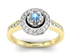 Złoty pierścionek z topazem i diamentami - P15232zba