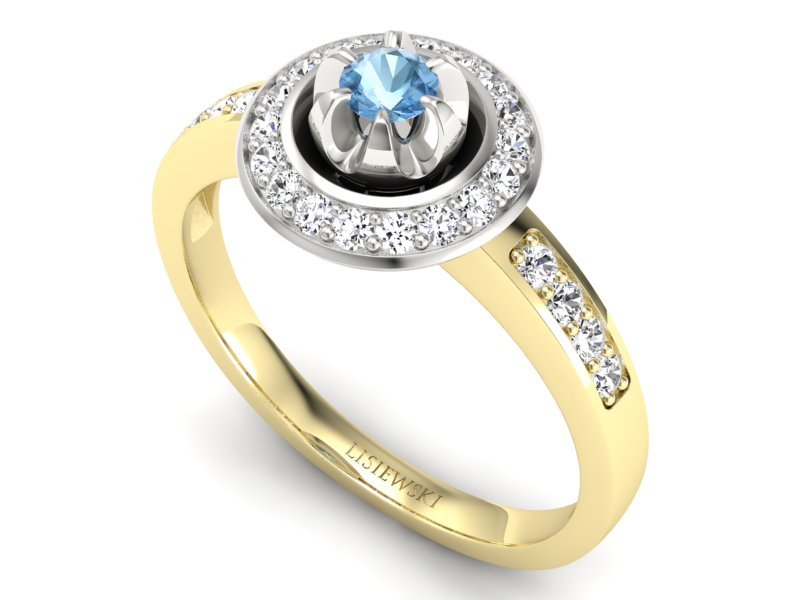 Złoty pierścionek z topazem i diamentami - P15232zba - 3