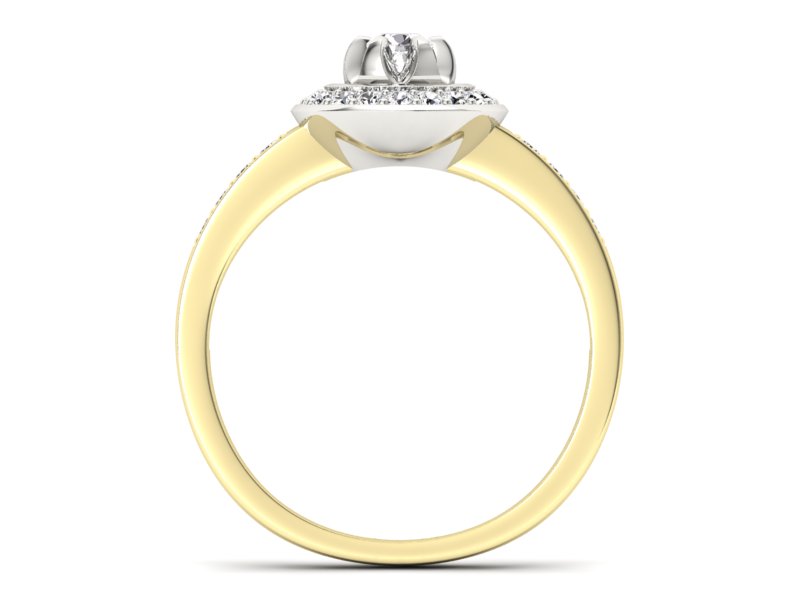 Złoty pierścionek z topazem i diamentami - P15232zba - 2