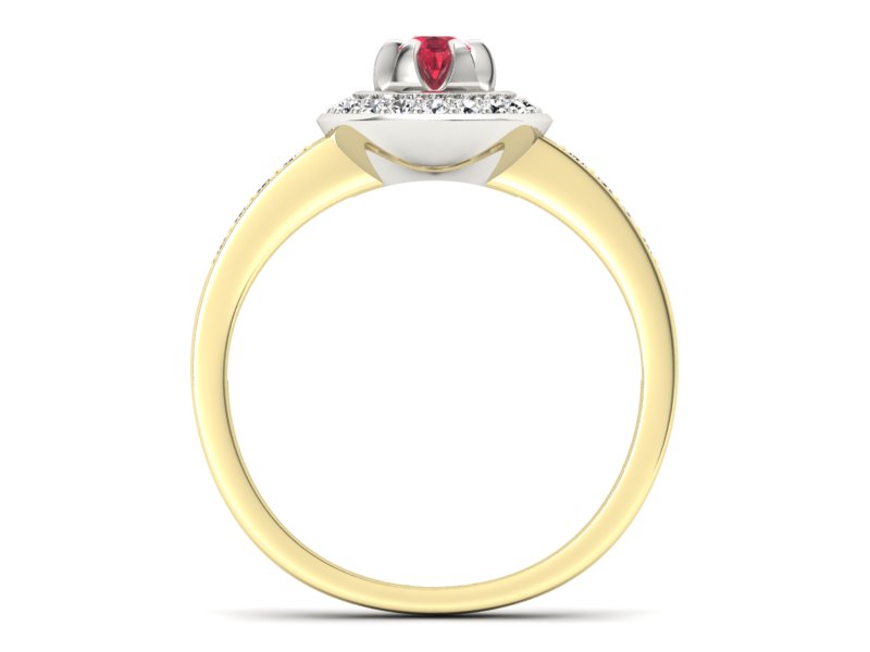 Złoty pierścionek z rubinem i brylantami - P15232zbr1 - 2