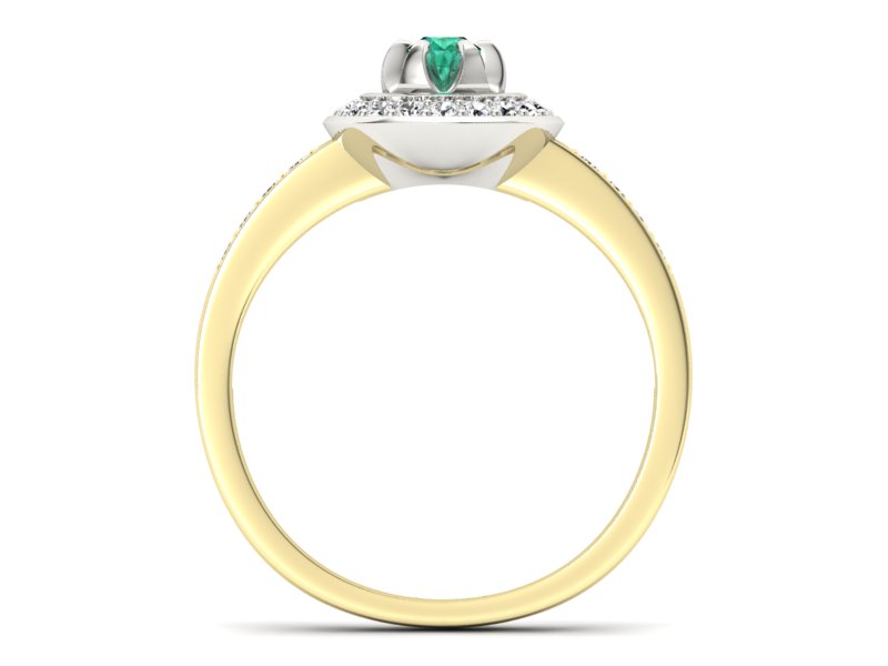 Złoty pierścionek ze szmaragdem i brylantami - P15232zbsm - 2