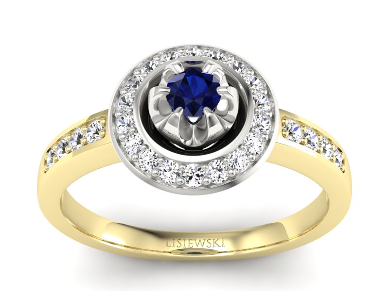 Pierścionek zaręczynowy z szafirem i brylantami - P15232zbsz - 1