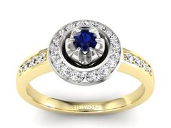 Pierścionek zaręczynowy z szafirem i brylantami - P15232zbsz