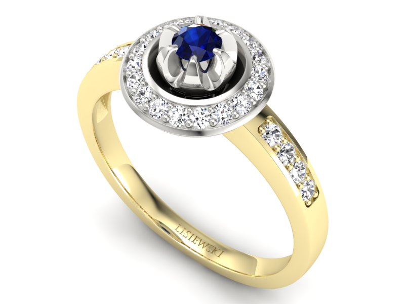 Pierścionek zaręczynowy z szafirem i brylantami - P15232zbsz - 3