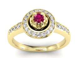 Pierścionek zaręczynowy z rubinem i diamentami - P15232zr