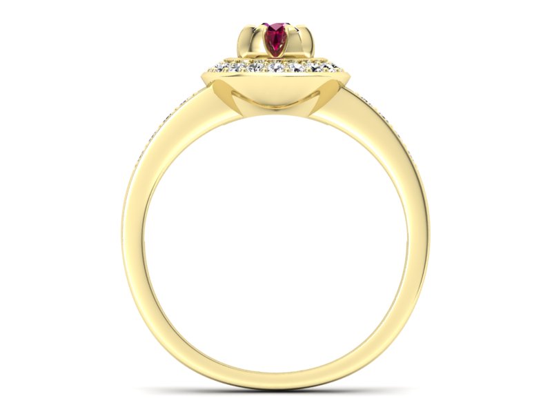 Pierścionek zaręczynowy z rubinem i diamentami - P15232zr - 2