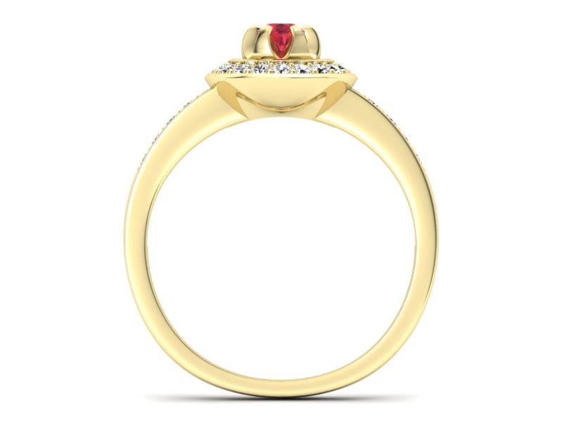Złoty pierścionek z rubinem i brylantami - P15232zr1 - 2