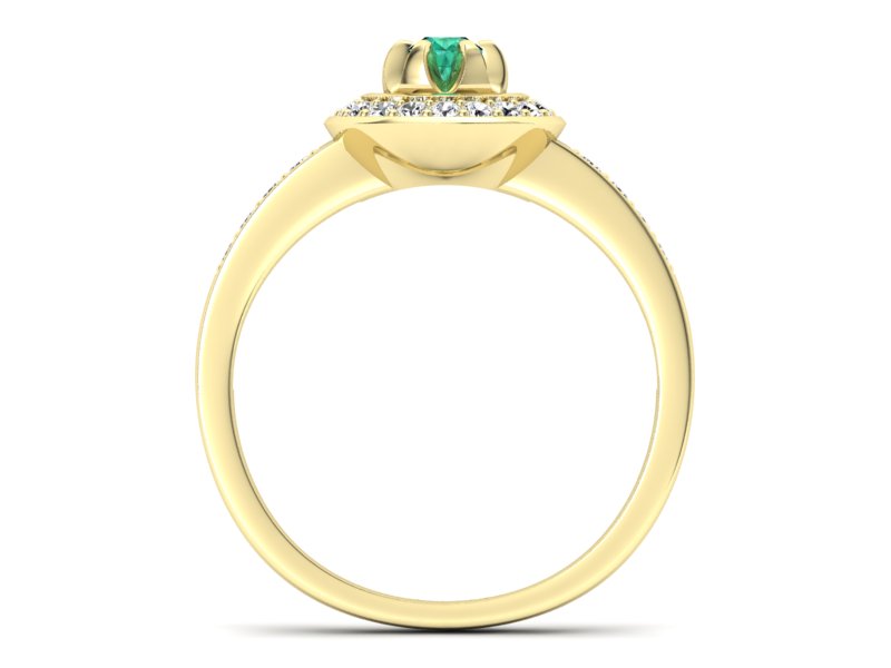 Złoty pierścionek ze szmaragdem i brylantami - P15232zsm - 2