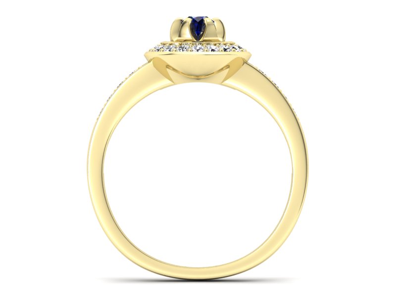Złoty pierścionek z szafirem i brylantami - P15232zsz - 2