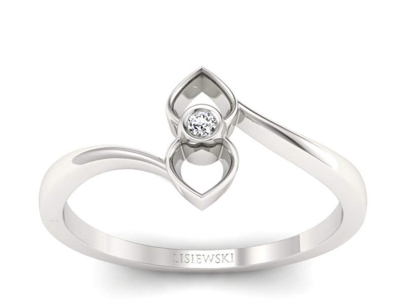 Złoty pierścionek z brylantem białe złoto - P15234b - 1