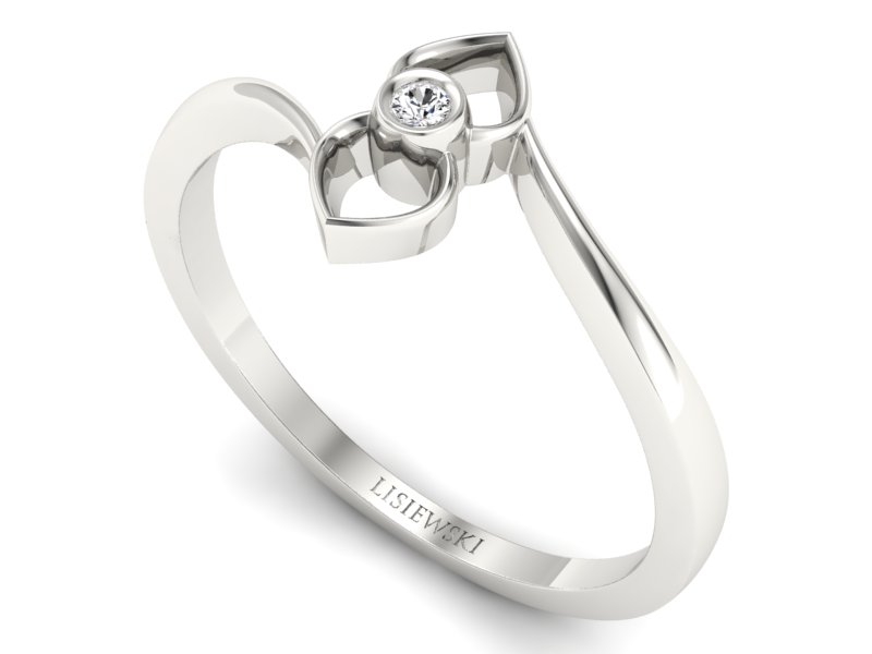 Złoty pierścionek z brylantem białe złoto - P15234b - 3