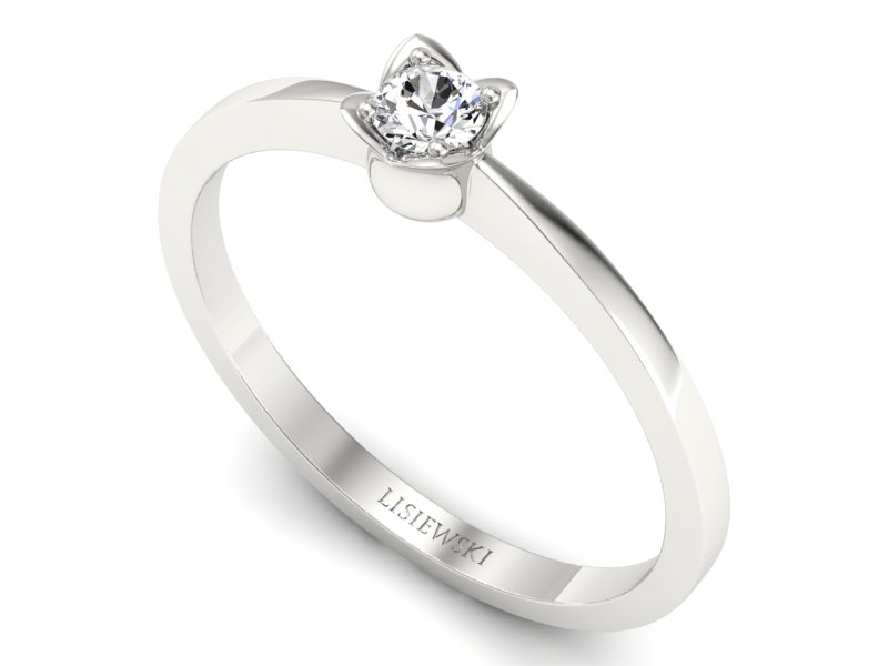 Złoty pierścionek z brylantem białe złoto - P15237b - 3