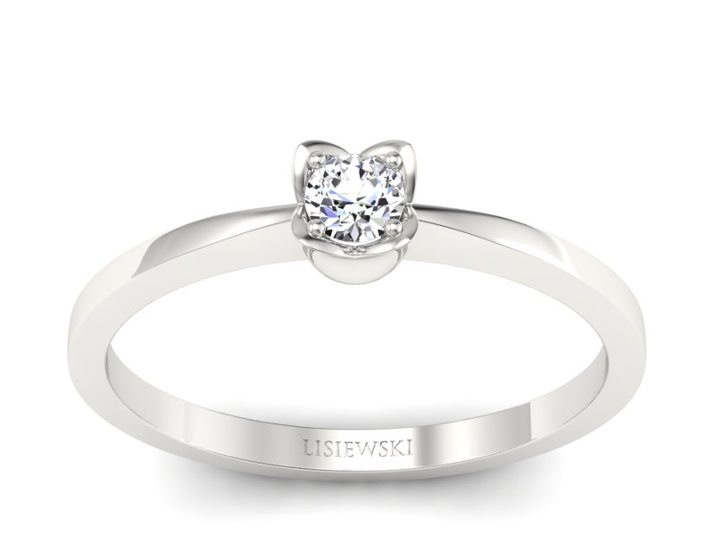 Złoty pierścionek z brylantem białe złoto - P15237bV - 1