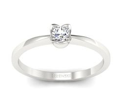 Złoty pierścionek z brylantem białe złoto - P15237bV