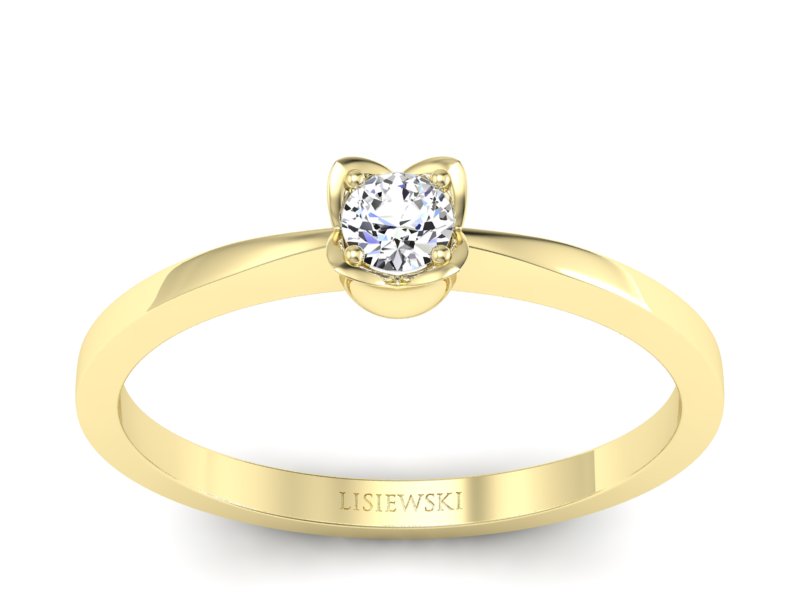 Złoty pierścionek z brylantem żółte złoto - P15237z - 1