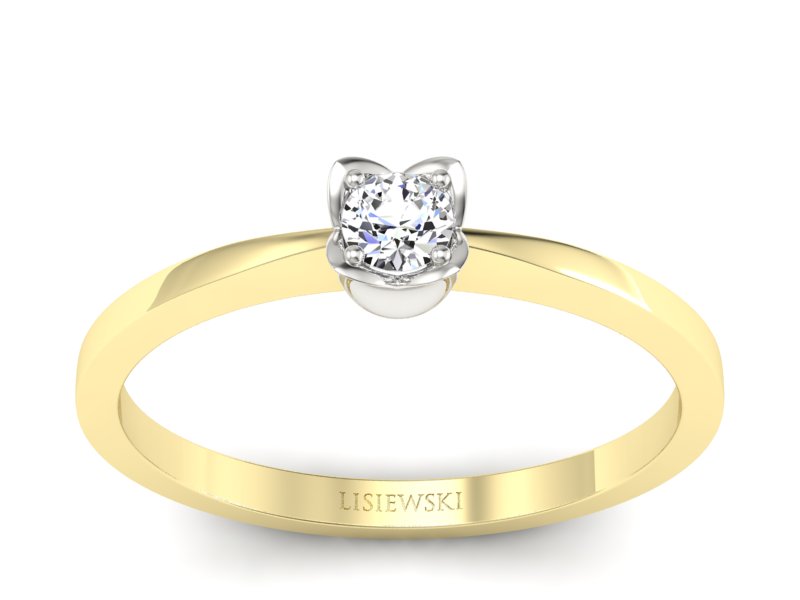 Pierścionek z diamentem żółte i białe złoto - P15237zbV - 1