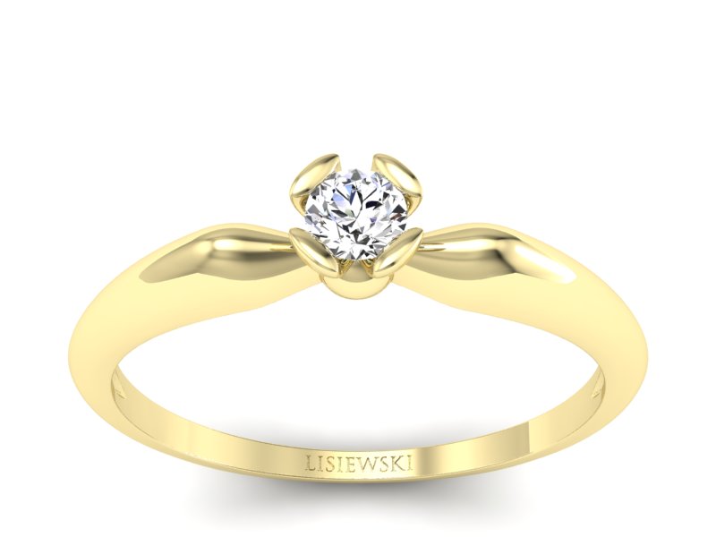 Złoty pierścionek z brylantem żółte złoto - P15238z - 1