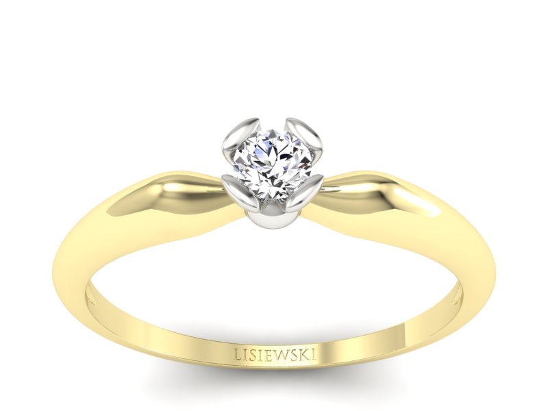 Pierścionek z diamentem żółte i białe złoto - P15238zb - 1