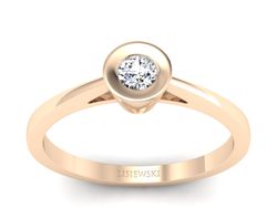 Złoty pierścionek z brylantem różowe złoto - P15242c