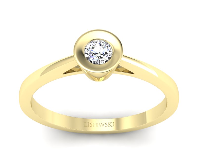 Złoty pierścionek z brylantem żółte złoto - P15242z - 1