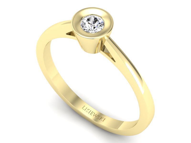 Złoty pierścionek z brylantem żółte złoto - P15242z - 3