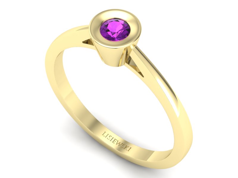 Złoty pierścionek z ametystem żółte złoto - P15242zam - 3