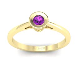 Złoty pierścionek z ametystem żółte złoto - P15242zam