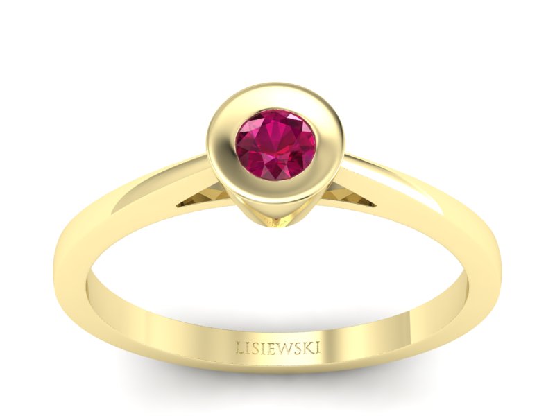 Złoty pierścionek z rubinem żółte złoto - P15242zr - 1