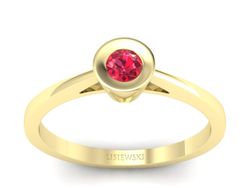 Złoty pierścionek zaręczynowy z rubinem - P15242zr1