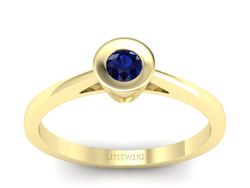 Złoty pierścionek z szafirem żółte złoto - P15242zsz