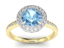 Złoty Pierścionek topaz i brylanty złoto 585 - P15243zba