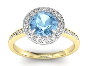 Złoty pierścionek topaz i brylanty złoto