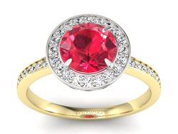 Pierścionek z rubinem i diamentami złoto 585 - P15243zbr1